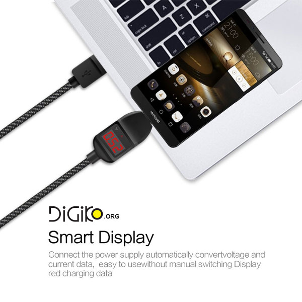 کابل شارژ و انتقال دیتا MICRO USB با قابلیت نمایش ولتاژ و جریان امپر