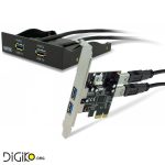 کارت USB3.0 PCIE-EXPRESS چهار پورت به همراه پنل USB3.0 دو پورت پشت کیس