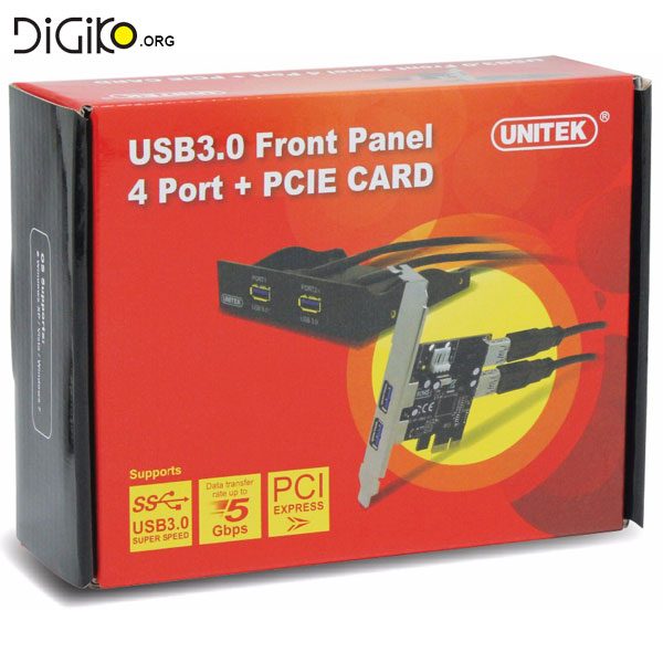 کارت USB3.0 PCIE-EXPRESS چهار پورت به همراه پنل USB3.0 دو پورت پشت کیس