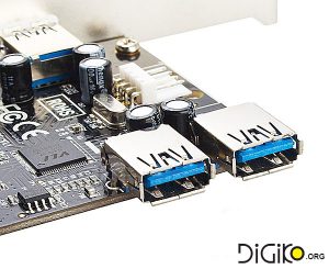 کارت USB3.0 PCIE-EXPRESS چهار پورت به همراه پنل USB3.0 دو پورت پشت کیس