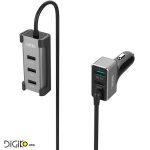 شارژر فندکی هوشمند 5 پورت با پشتیبانی QUICK CHARGE با ورودی برق 12 و 24 ولت (مارک UNITEK)