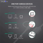 کابل شارژ ترکیبی Micro USB وUSB Type-C (مارک UGREEN)