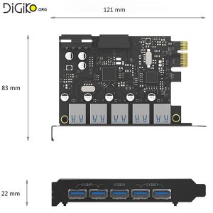 کارت USB3.0 اینترنال 5 پورت با (مارک ORICO)