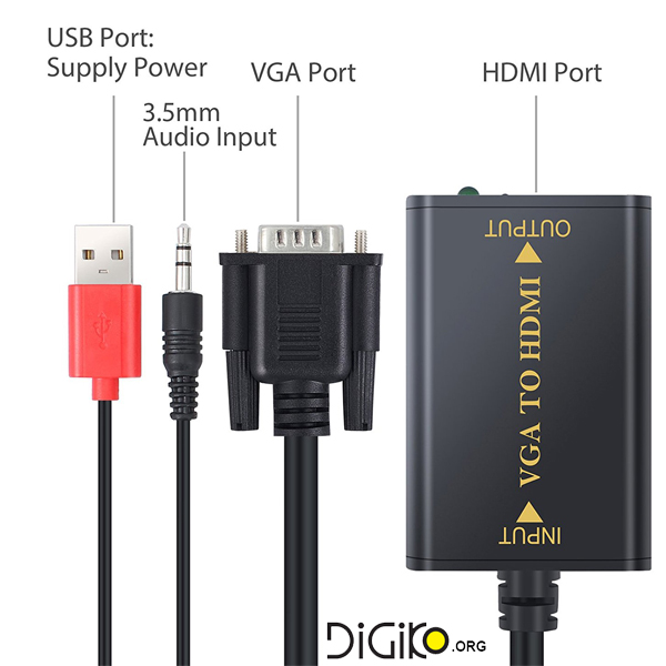 تبدیل VGA به HDMI کابلدار با ورودی صدا مدل 3116