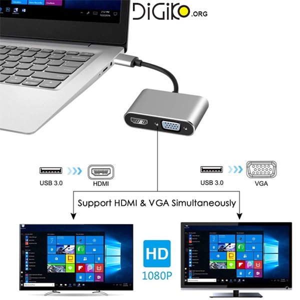 کابل تبدیل USB3.0 به VGA و HDMI
