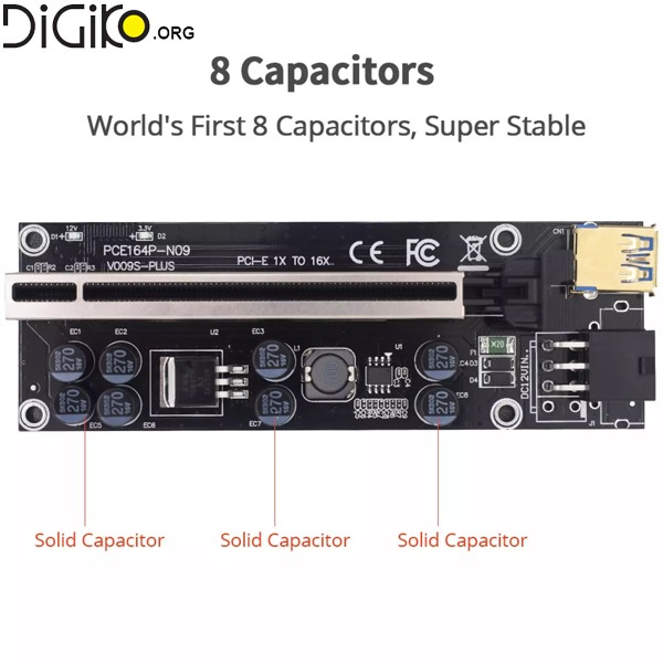 تبدیل PCIE 1X به PCIE 16X با کابل USB3.0 ورژن 009S-Plus