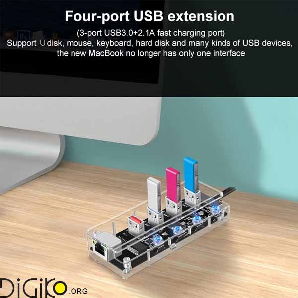 هاب USB3.0 با پورت شبکه