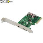 کارت TYPEC دو پورت با اسلت PCIE X4 مینی تک
