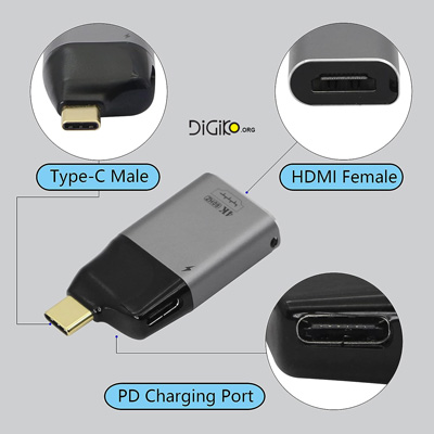 تبدیل تایپ سی به HDMI 4K+ PD مارک MINI TECH