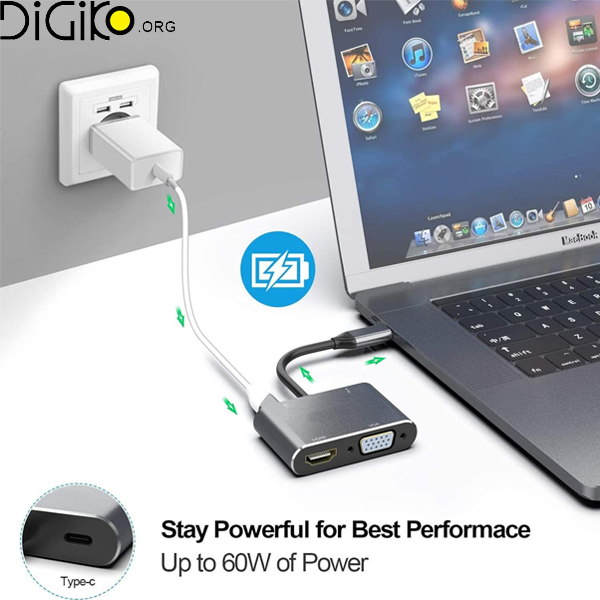 هاب داک تایپ سی 4در1 مینی تک