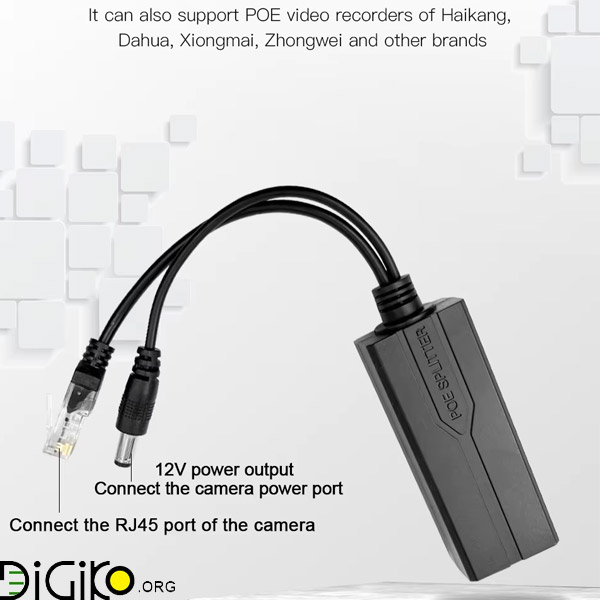 اسپلیتر POE دارای قابلیت اتصال به دوربین 12 ولت