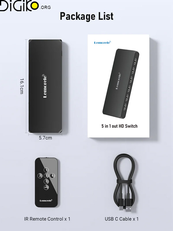 سوئیچ 5 پورت HDMI2.0 4K مدل Lemorele G96