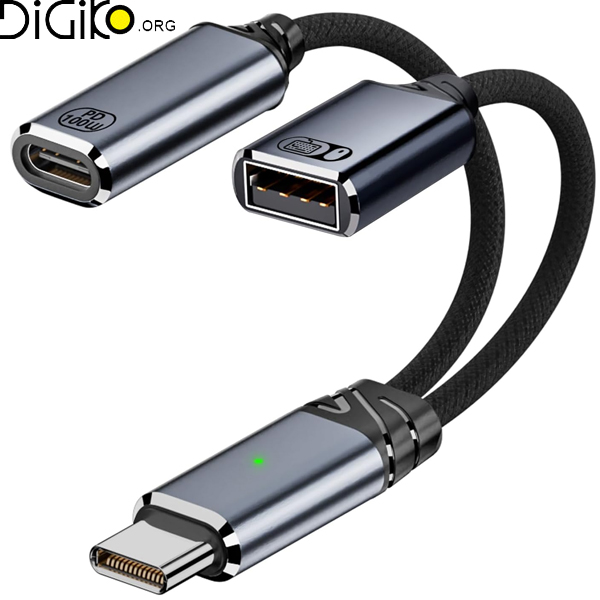 کابل OTG تایپ سی با برق 100 وات مینی تک