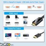 کابل HDMI به DP مینی تک 1.8 متری